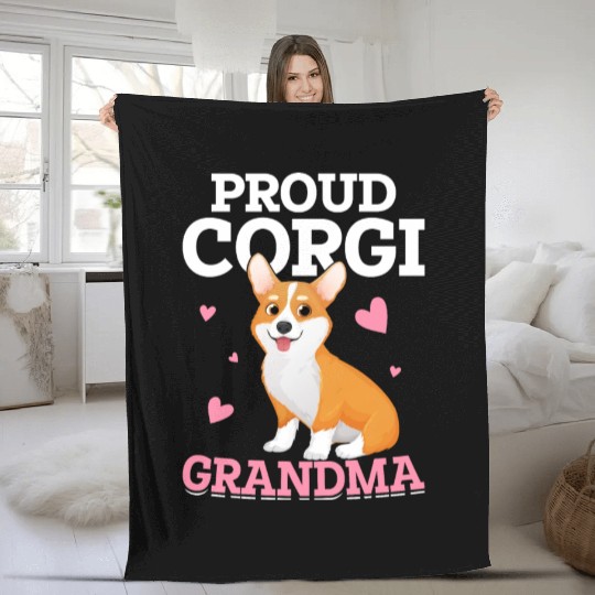 Proud Corgi Grandma Fleece Blankets