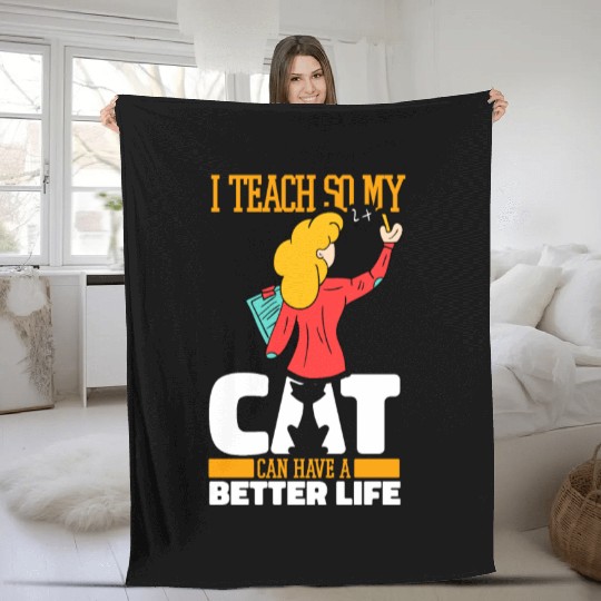 Daycare Teacher Cat Fleece Blankets