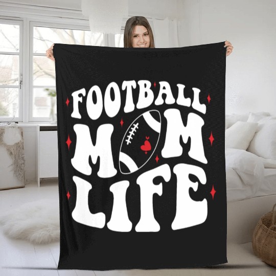 Livin That Football Mom Life Game Day Cheer Mom Fleece Blankets
