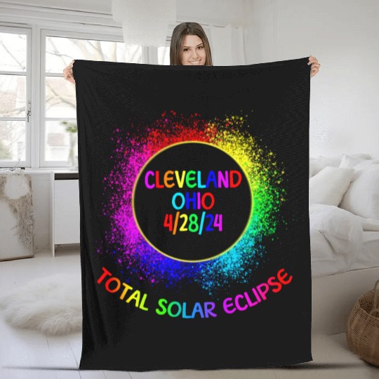 Total Solar Eclipse Cleveland Ohio 4/28/24 Kids Fleece Blankets