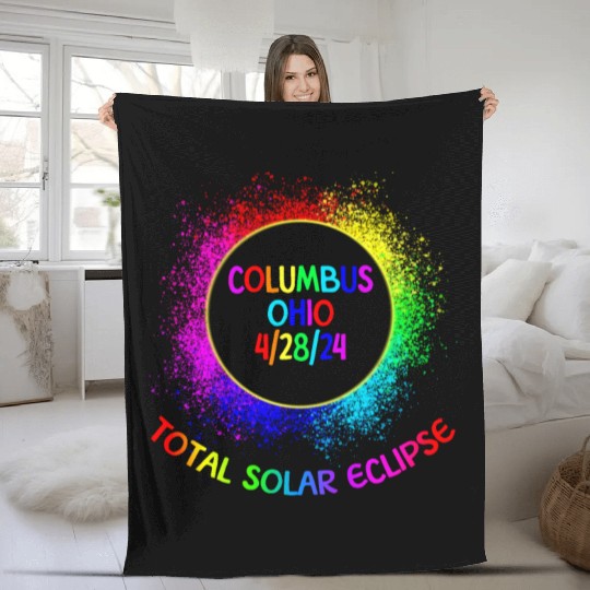 Total Solar Eclipse Columbus Ohio 4/28/24 Kids Fleece Blankets