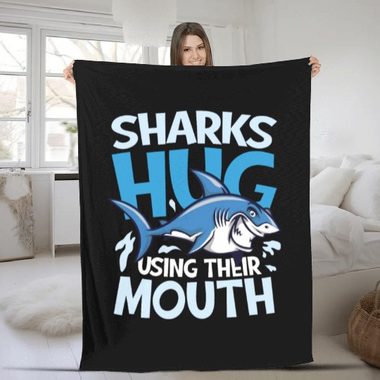 Sharks Hug Using Their Mouth for a Surfer Shark Fleece Blankets