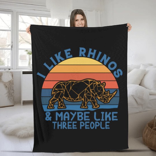 i like rhinos & maybe like three pepole Fleece Blankets