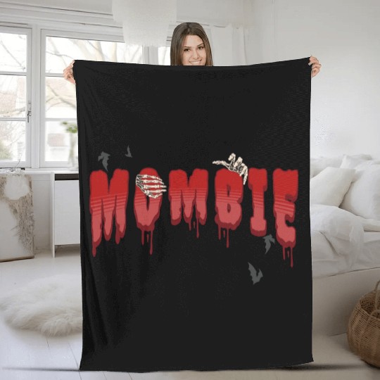mombie; scary; blood; zombie; halloween; mom; Fleece Blankets