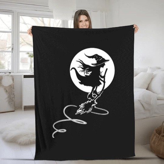 Witch Wizard Broom Halloween Fleece Blankets