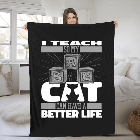 Daycare Teacher Cat Fleece Blankets