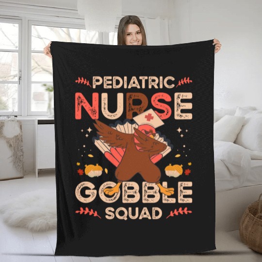 Pediatric Nurse Gobble Squad Fleece Blankets
