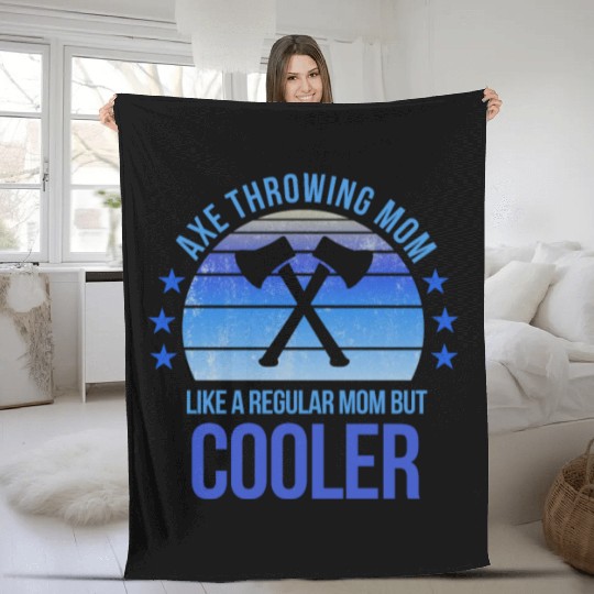Axe Throwing Fan Mom Mothers Day Birthday Funny Fleece Blankets