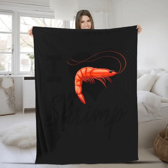 I Love Shrimp Fleece Blankets