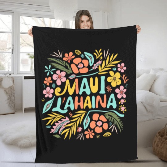 Maui Strong Lahaina Flower floral Fleece Blankets
