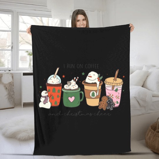 Funny I Run on Coffee and Christmas Cheer Fleece Blankets