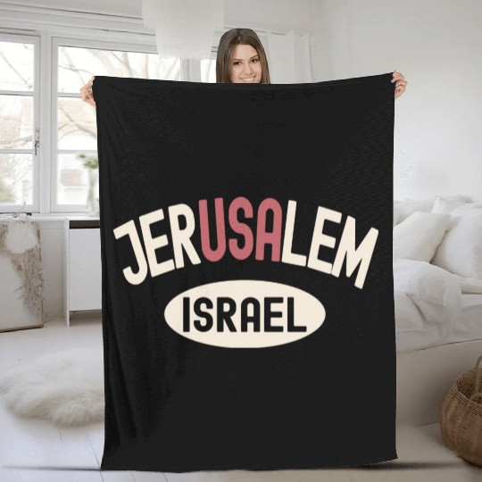 Usa Jerusalem Israel Fleece Blankets