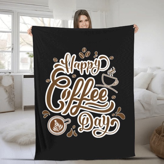 Happy Coffee Day Fleece Blankets