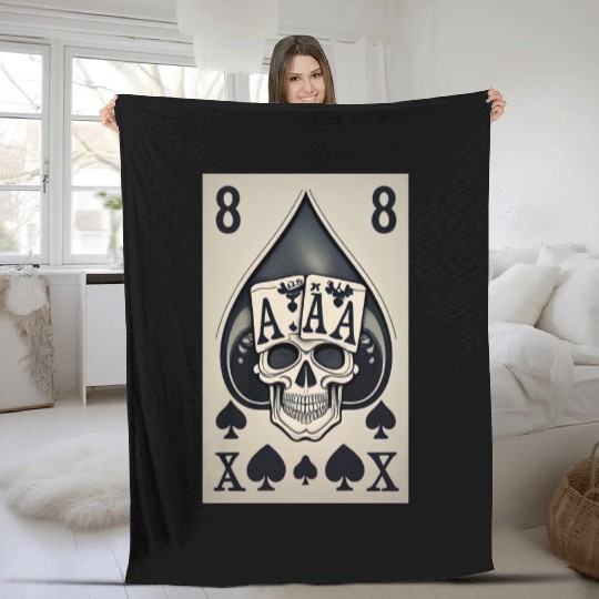 card with skeleton head (halloween design) Fleece Blankets