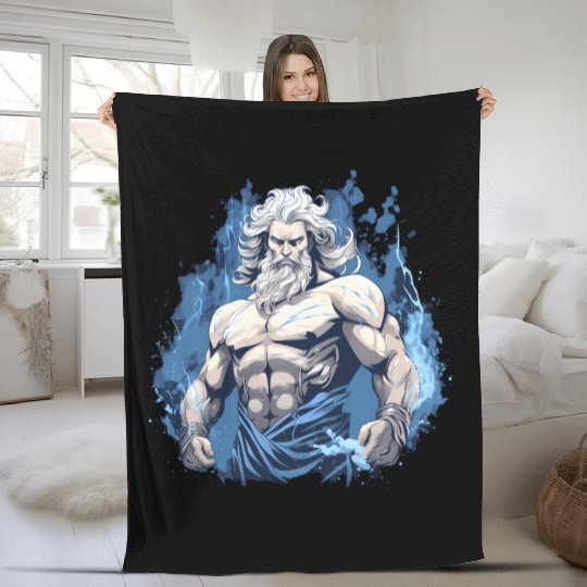Zeus' Thunderbolt: Godly Gym Dominance Fleece Blankets