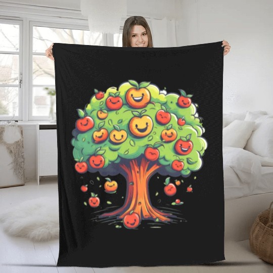 Apples Tree Fruit Orchard Apple Picking Cute Fleece Blankets