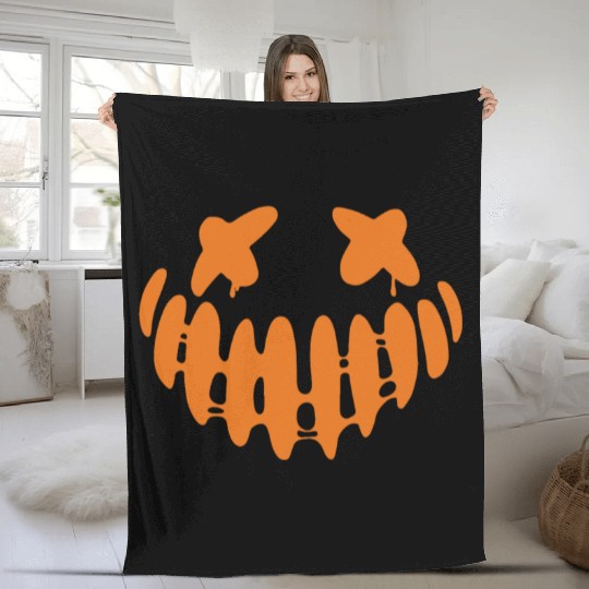 Jack O Lantern Scary Carved Pumpkin Face Halloween Fleece Blankets
