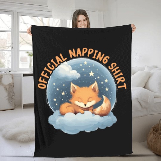 Sleeping Fox Sleepyhead Napping Sleep Fox Lover Fleece Blankets