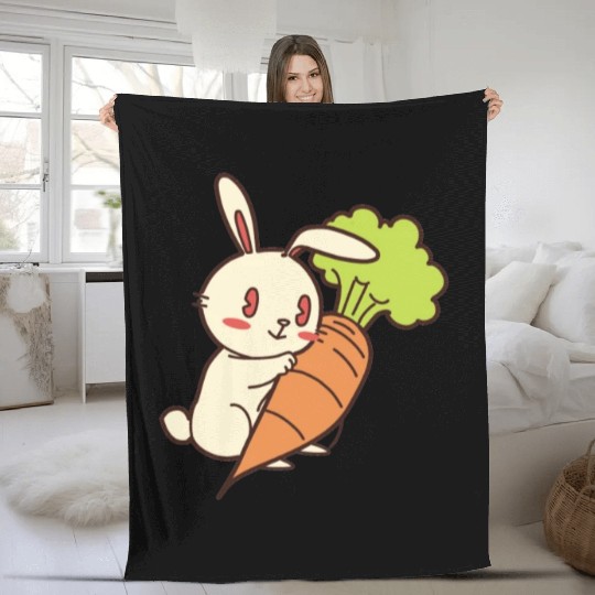 Rabbit And Carrot Fleece Blankets
