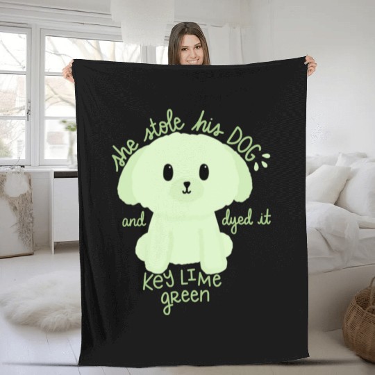 Key Lime Green Dog Fleece Blankets