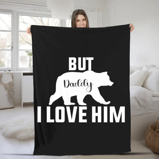 But Daddy I Love Him Retro Groovy Wavy Style Funny Fleece Blankets