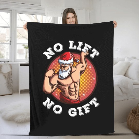 No Lift No Gift Santa Claus Gym Christmas Xmas Fleece Blankets