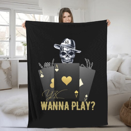 Wanna play skull Fleece Blankets