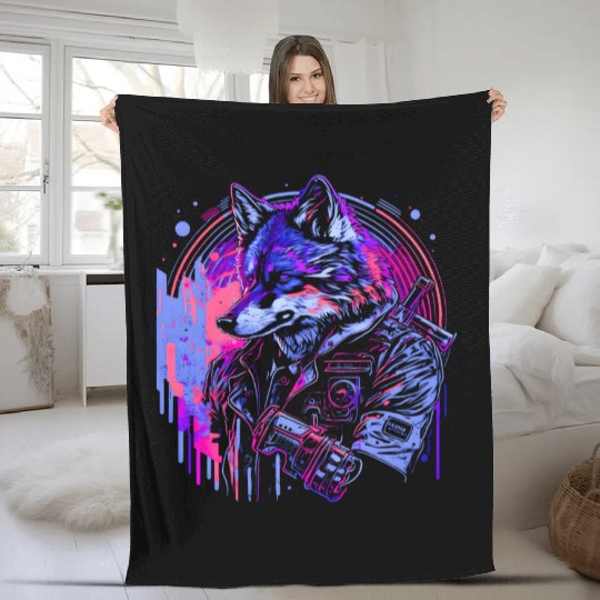 Neon Wolf Chronicles Fleece Blankets