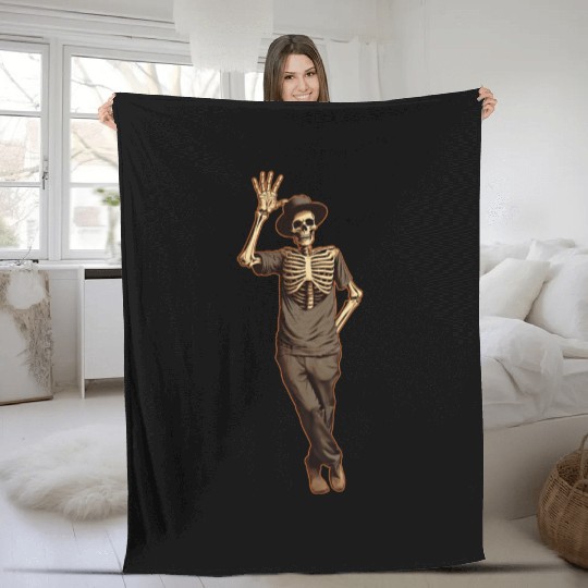 Halloween Skeleton Waving with Hand Fleece Blankets