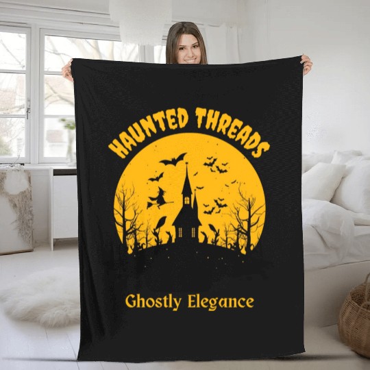Haunted Threads Ghostly Elegance design Fleece Blankets