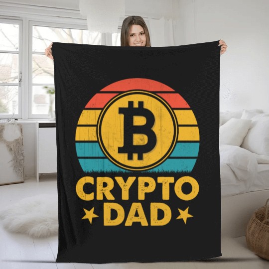 Crypto Dad Funny Bitcoin Father's Day Gift Fleece Blankets