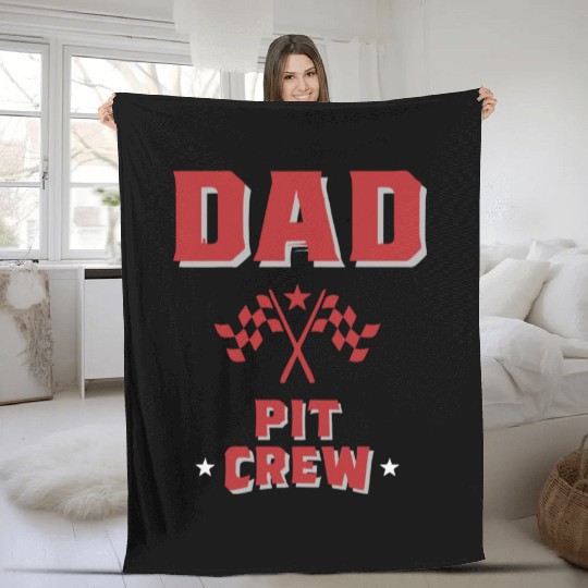 Dad Pit Crew Racing For Daddy Fleece Blankets