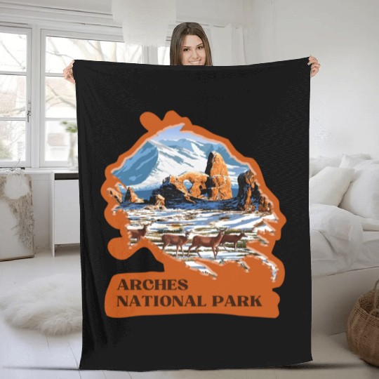 Arches National Park Stickers Fleece Blankets