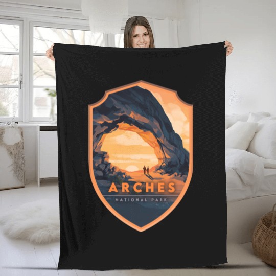Arches National Park Stickers Fleece Blankets