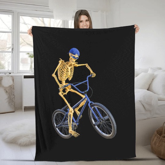 The Grim Reaper doing freestyle biking Fleece Blankets