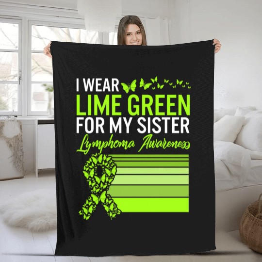 Lymphoma Warrior Fleece Blankets, I Wear Lime Green For My