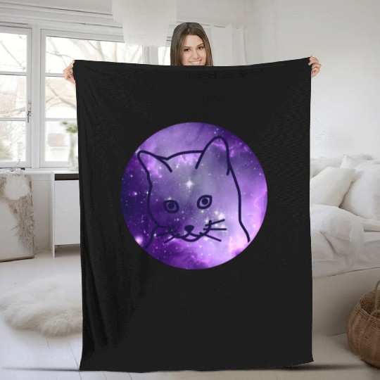 Galaxy Space Cat Funny Cat Lover Fleece Blankets