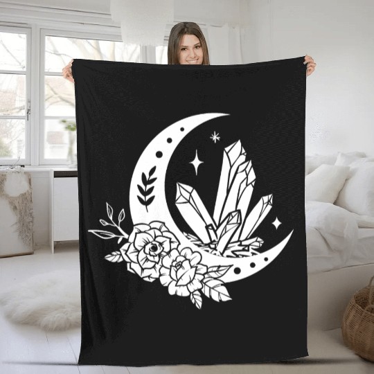 "Crystal Moon Flowers" Fleece Blankets