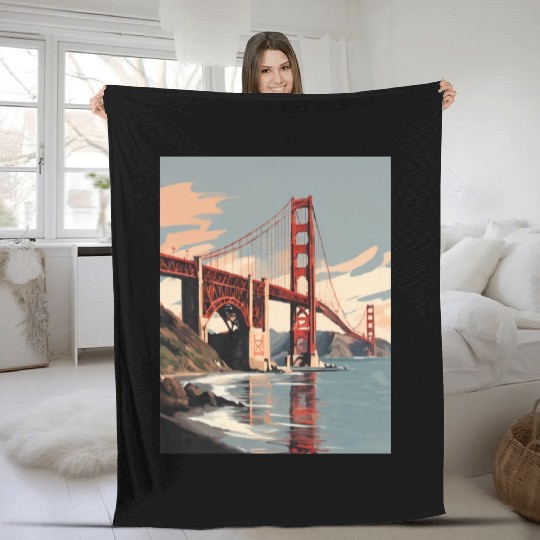 Golden Gate Bridge California Fleece Blankets, Golden Gate