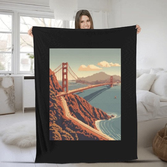 Golden Gate Bridge California Fleece Blankets, Golden Gate