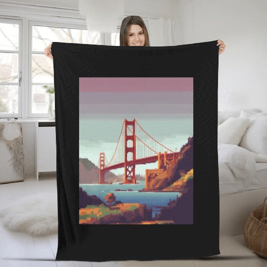 Golden Gate Bridge California Fleece Blankets, Golden Gate