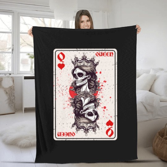 Queen of Hearts Card Game Horror Heart Queen Fleece Blankets