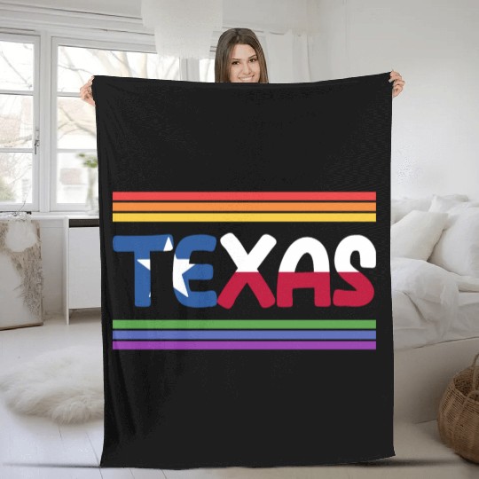 Rainbow Texas Flag Design for proud LGBT+ Texans Fleece Blankets