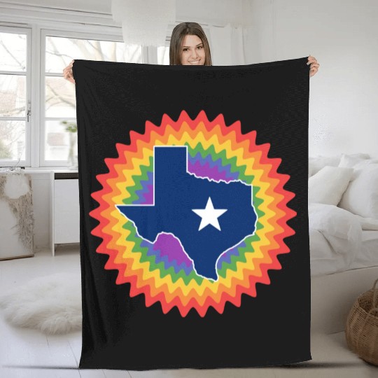 Texas Map Design for proud LGBT+ Texans Fleece Blankets