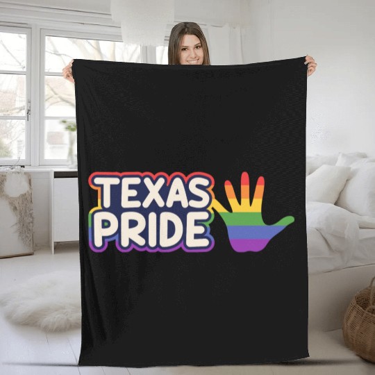 Pride Rainbow Flag Design for proud LGBT+ Texans Fleece Blankets