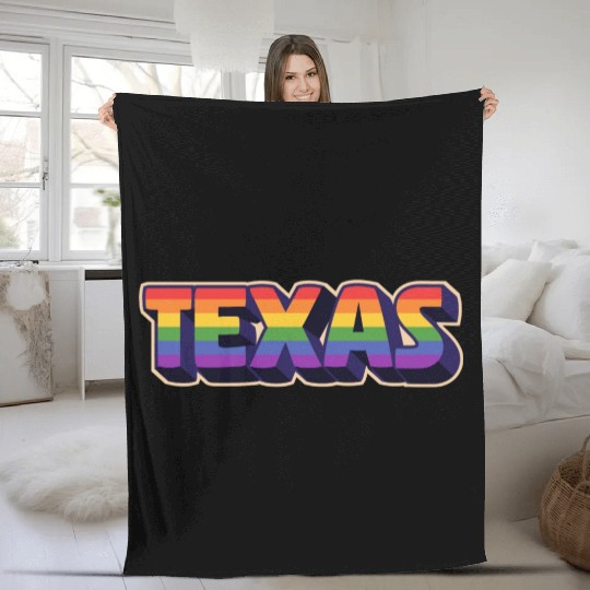 Texas Rainbow Pride Design for proud LGBT+ Texans Fleece Blankets