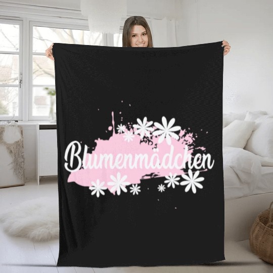 Flower Girl with pink Color Blob Fleece Blankets