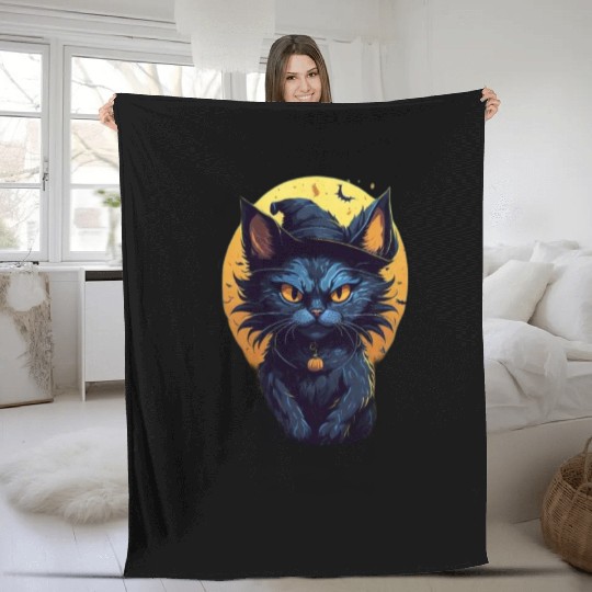 Spooky Cat and Pumpkin Head: A Scary and Funny Fleece Blankets