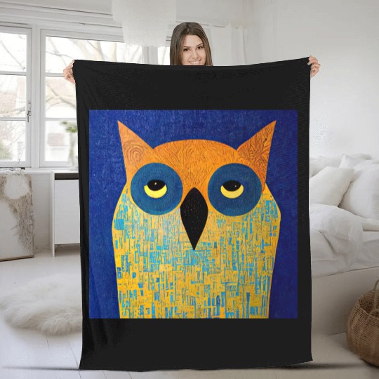 Mod Owl: Bored Owl Fleece Blankets