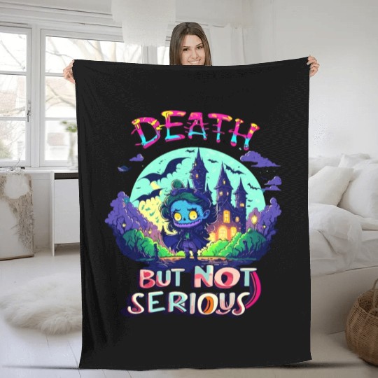 Death But Not Serious Funny Cute Halloween Zombie Fleece Blankets